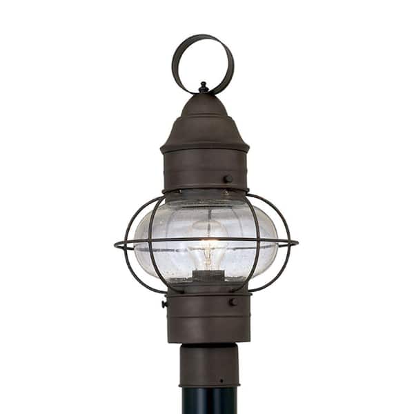 Designers Fountain Nantucket 1-Light Rustique Steel Line Voltage Outdoor Weather Resistant Post Light with No Bulb Included