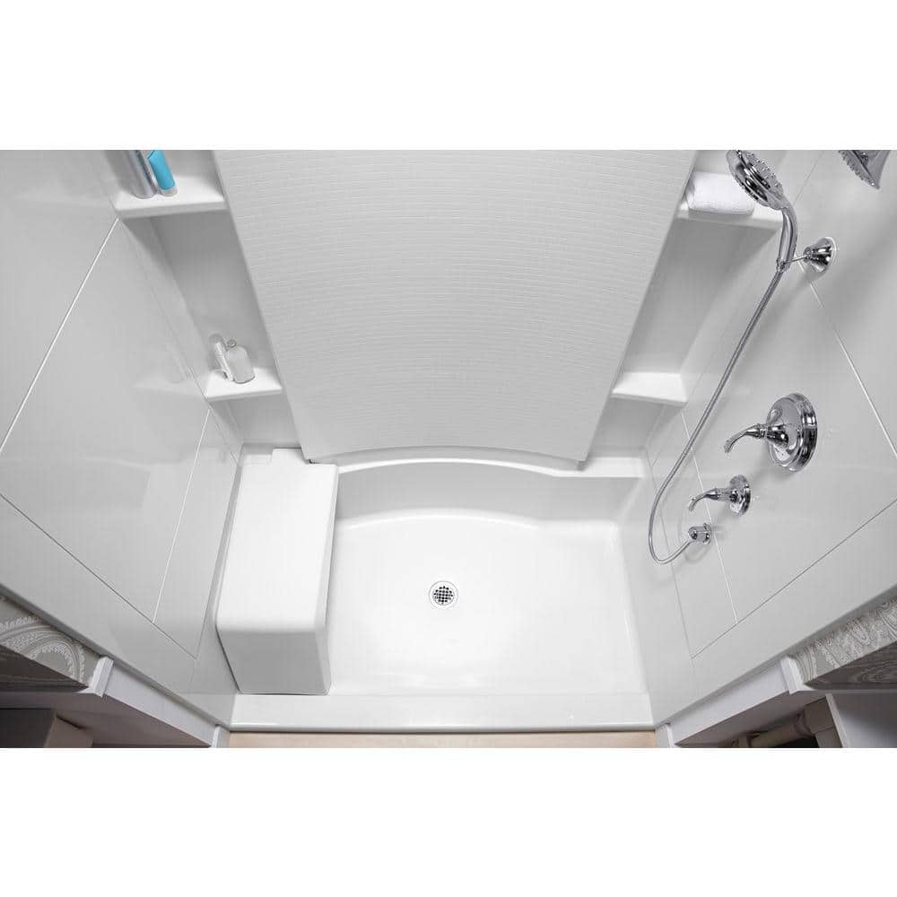 Sterling White Vikrell 60" x 36" Shower Kit with Seat