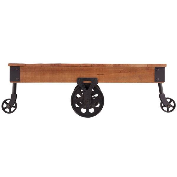 HomeSullivan Grove 47 in. Vintage Pine Large Rectangle Wood Coffee Table with Casters