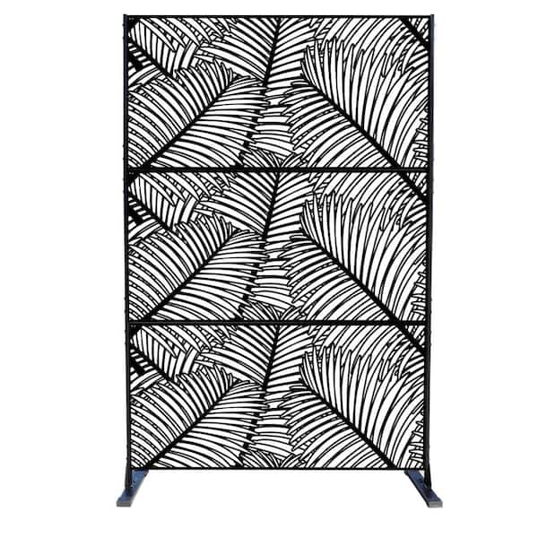 KOZYARD 74 in. H x 47 in. W Black Metal Privacy Screen Decorative ...