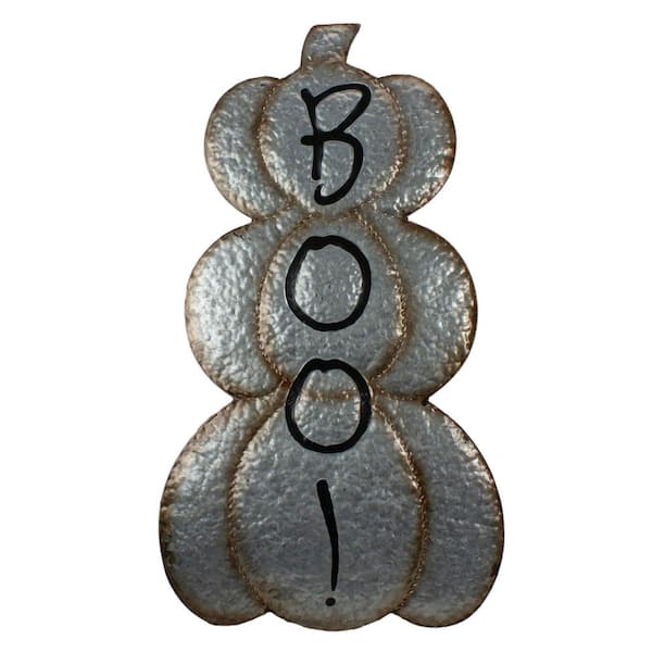 Boo Metal Pumpkin Halloween Decoration 28 in.