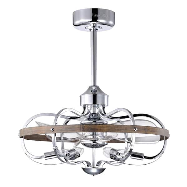 Warehouse of Tiffany Davina 24.2 in. 6-Light Indoor Chrome Ceiling Fan with Light Kit and Remote