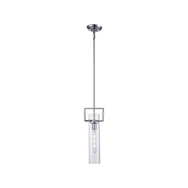 Bel Air Lighting 1-Light Polished Chrome Mini Pendant Light Fixture with Clear Glass Shade