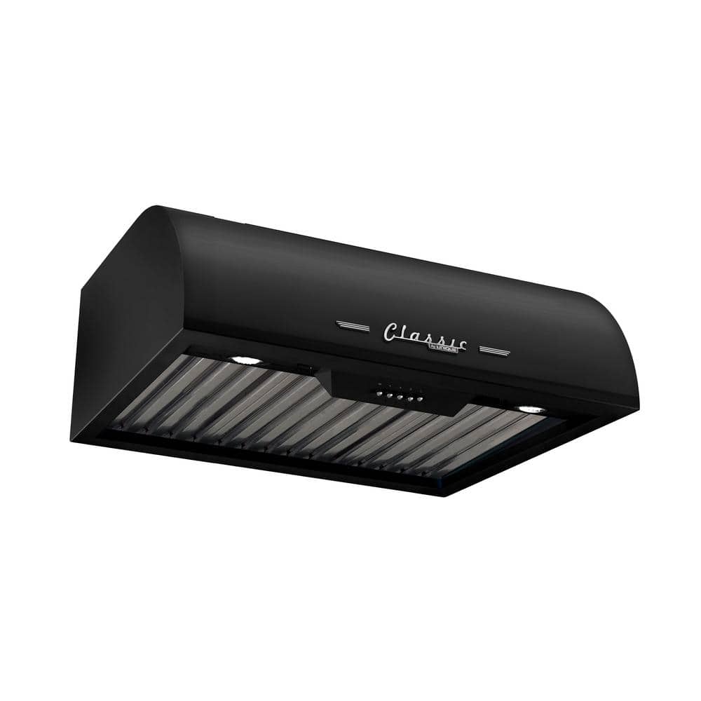 Classic Retro 24" Midnight Black Stainless Steel Under Cabinet Range Hood