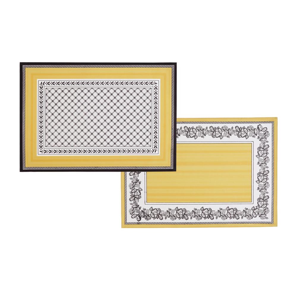 Audun Yellow and Black Cotton Reversible Placemats Set of 4