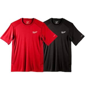 Men's Large Black and Red WORKSKIN Light Weight Performance Short Sleeve T-Shirt (2-Pack)