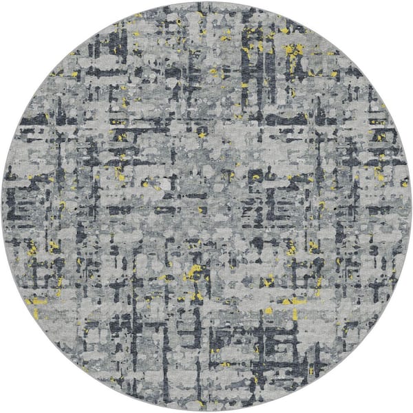 Dream Shag Premium Machine Washable Abstract ADS76 Gilded 8 ft. x 8 ft. Round Rug