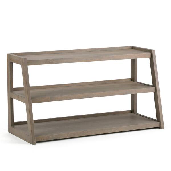 Simpli Home Sawhorse 48 in. Distressed Grey Wood TV Stand Fits TVs Up to 52 in. with Solid Wood