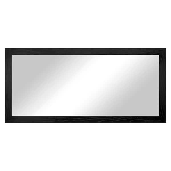 3 in Black Frame (80 in. W x 33 in. H) Oak Hardwood Rectangle Wall Mirror