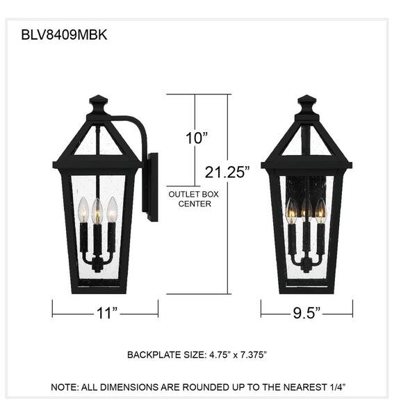 Quoizel Lodge 10-in H Mystic Black Medium Base (E-26) Outdoor Wall Light Quoizel Lodge 10-in H Mystic Black Medium Base (E-26) Outdoor Wall Light