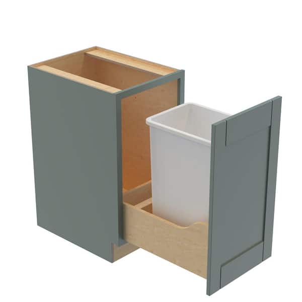 Home Decorators Collection Washington 15 in. W x 24 in. D x 34.5 in. H Assembled Plywood Trash Can Kitchen Cabinet in Verdant Green with Soft Close