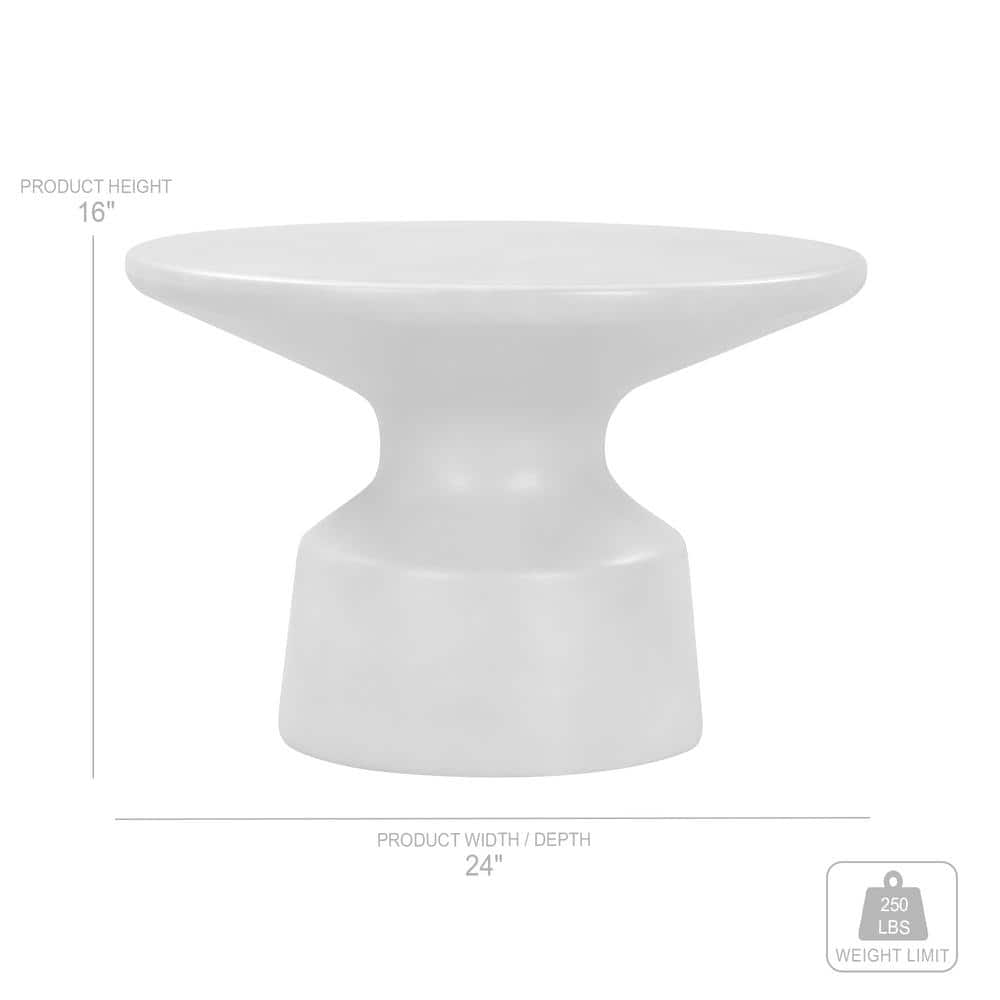 Sephie 24" Modern Round Pedestal Coffee Table in Gray Resin