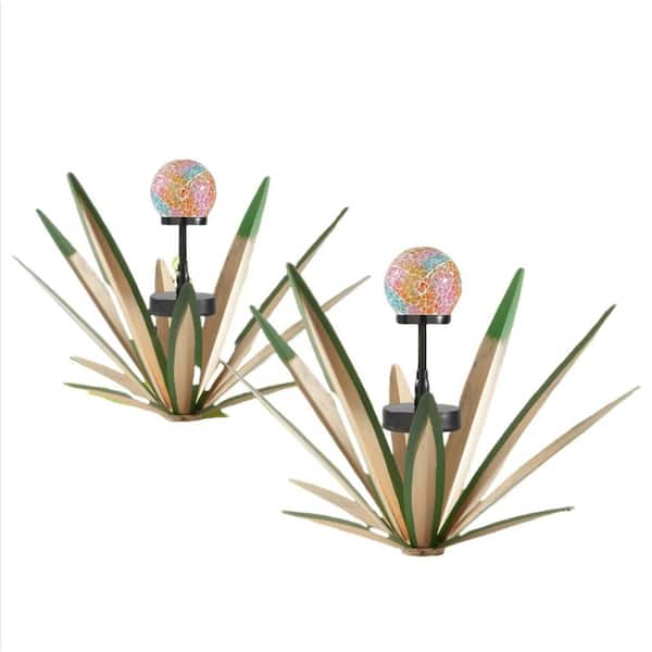 MOEPISY Metal Metal Agave Garden Statue Green 2-Pieces