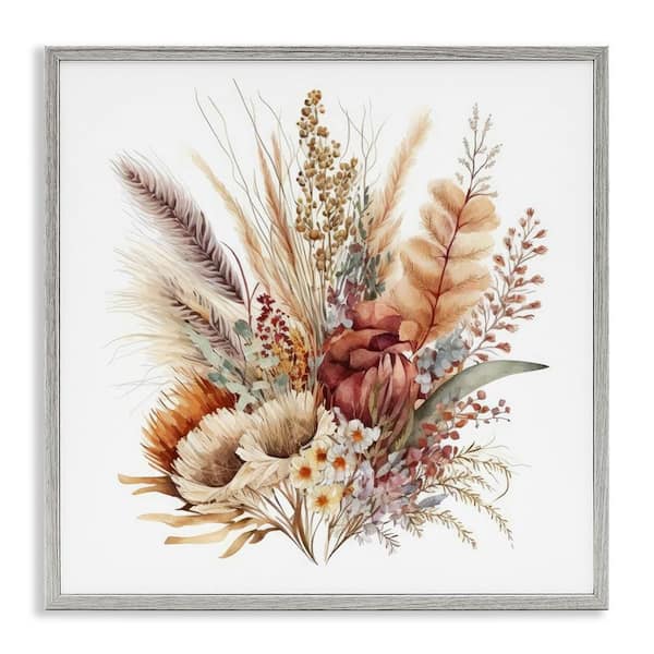 Stupell Industries Fall Flowers Bundle by LSR Design Studio Gray Framed Graphic Nature Art Print 12 in. x 12 in.