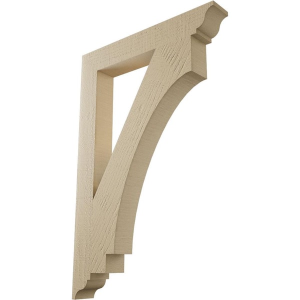 Ekena Millwork 3.5 in. x 36 in. x 24 in. Imperial Traditional Rough Cedar Woodgrain Timberthane Polyurethane Bracket, Primed Tan