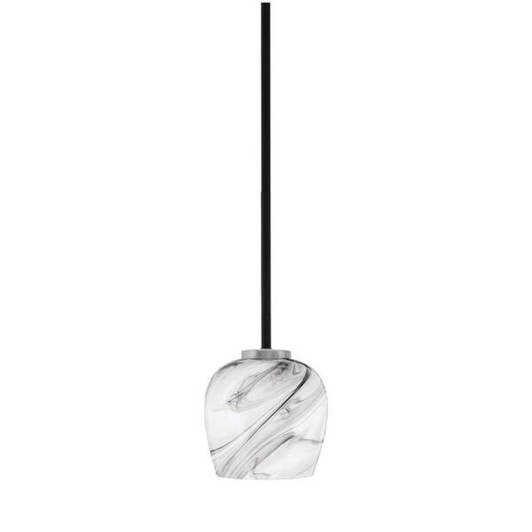 Elonia 100-Watt 1 Light Matte Black & Graphite Stem Mini Pendant Light ...