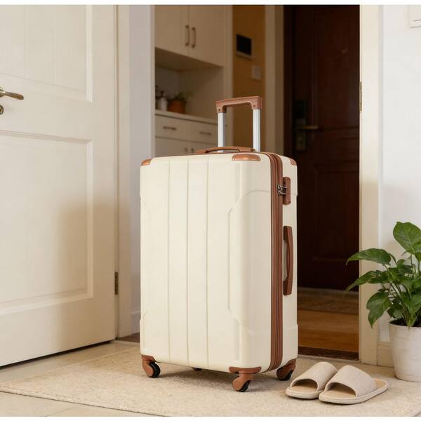 Tatahance 28 in. Brown, White ABS Hard Shell Lightweight Single