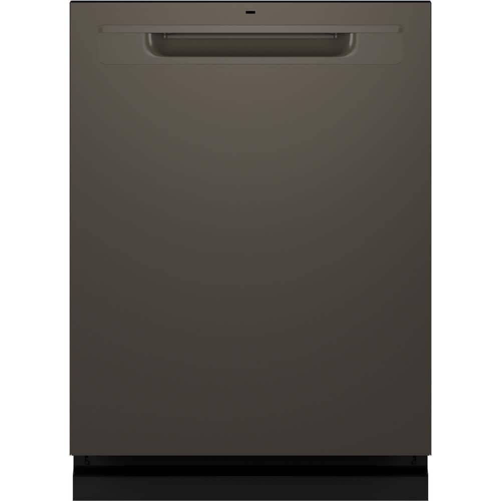 GE 24 in. Slate Top Control Built-In Tall Tub Dishwasher with 3rd Rack, Bottle Jets, 45 dBA, Grey