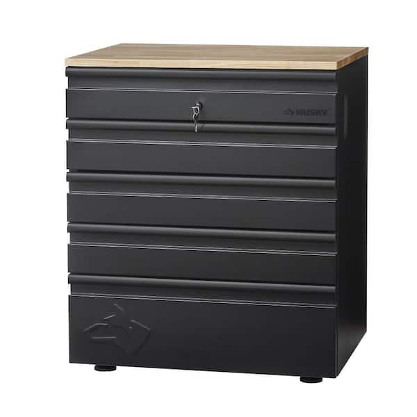 Heavy Duty 18-Gauge Steel 5-Drawer Black Garage Base Cabinet