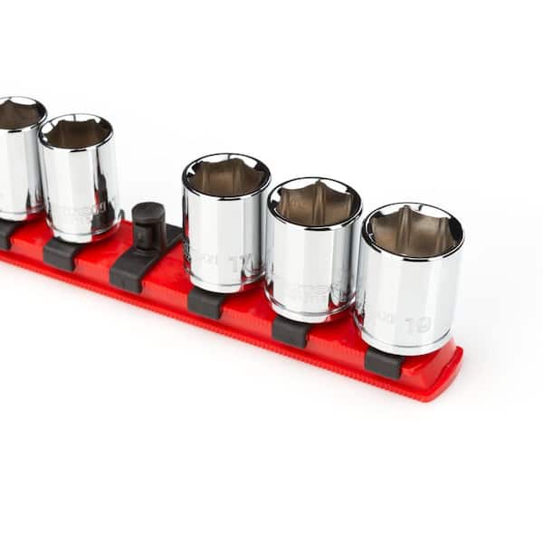 3/8 in. Drive x 13 in. Socket Rail, 15 Clips, Red