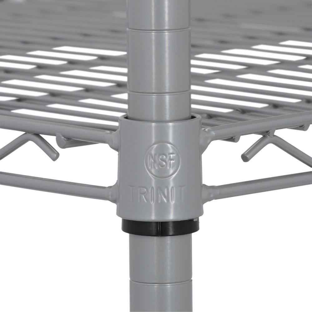 Gray Adjustable 5-Tier Steel Wire Shelving Unit with Wheels
