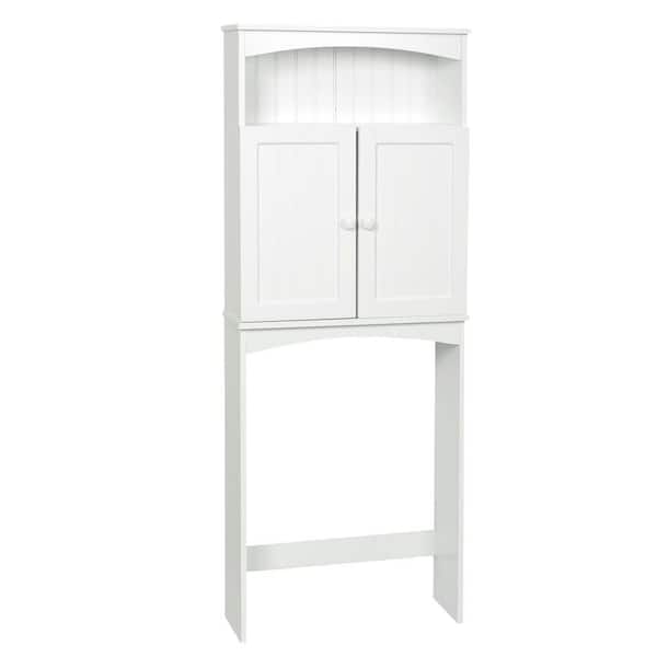 Zenna Home 24-63/100 in. W x 64-3/4 in. H x 8-63/100 in. D 2-Door Country Cottage Over the Toilet Storage Cabinet in White