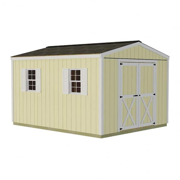 Handmade Haven 10 ft. x 12 ft. Wood Shed Kit with Spacious Barn Doors and Fortress Floor