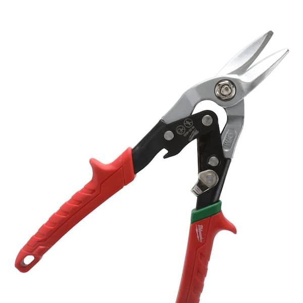 R RUR 10 inch Metal Tin Snips Heavy Duty- Left Cut Aviation Snips for Cutting Metal Sheet