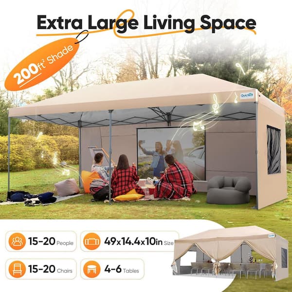 Namdaq 10 ft. x 20 ft. Pop Up Canopy with 6 Sidewalls Easy Up
