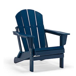 Navy Blue Folding Plastic Outdoor Adirondack Chair