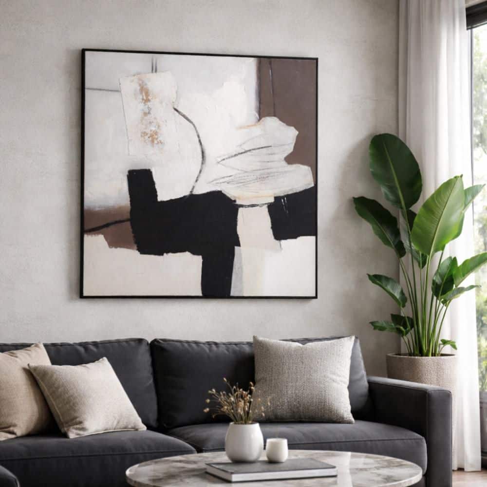 Black Wood Framed Handpainted Square Canvas Wall Art 40 in. x 40 in. price history on PriceWatchPro