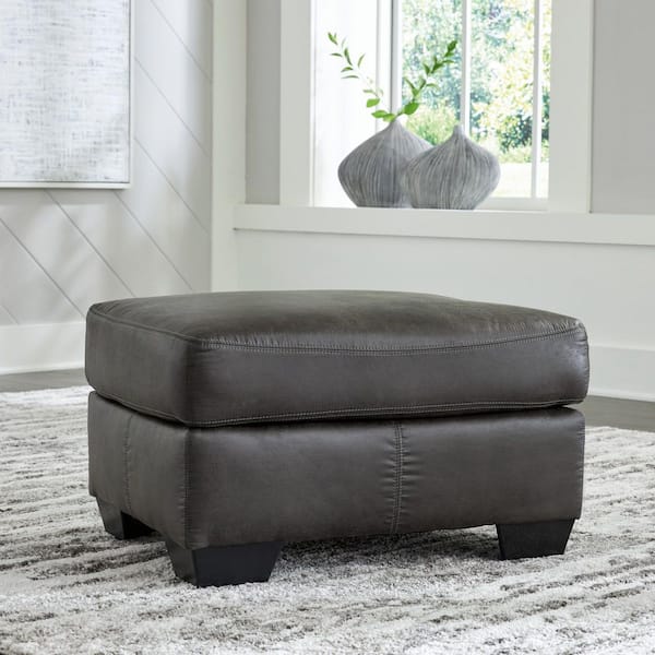 Signature DESIGN BY ASHLEY Bladen Gray Faux Leather Rectangle Cocktail Medium Ottoman
