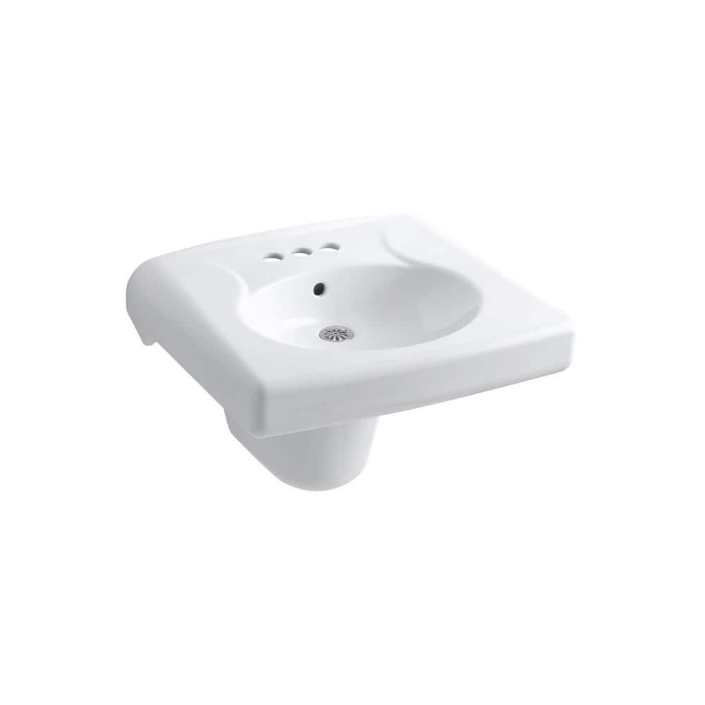 Kohler K-1997-1L-0 Brenham Wall-Mount Lavatory – White Vitreous China, Single-Hole Faucet, ADA Compliant