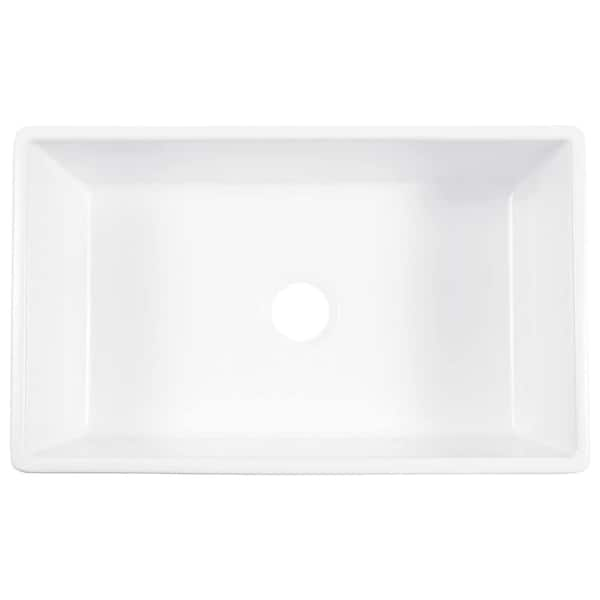 ᐅ【WOODBRIDGE 33 X 18 White Fireclay Single Bowl Farmhouse