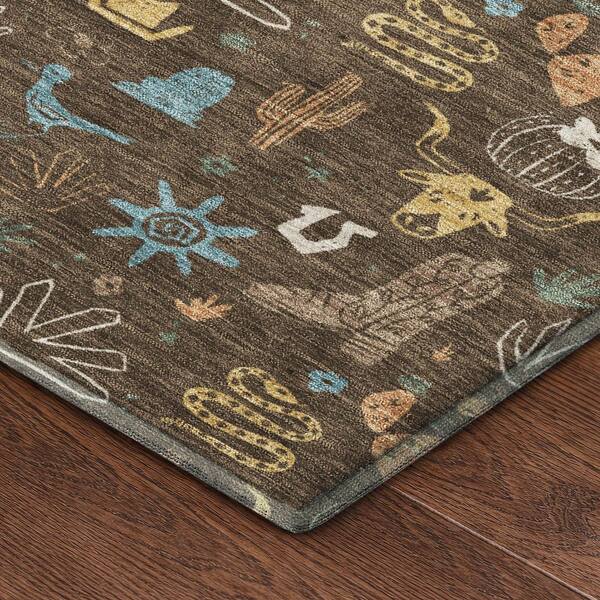 Mayfield Premium Machine Washable Abstract AMF2562 Chocolate 10 ft. x 14 ft. Area Rug