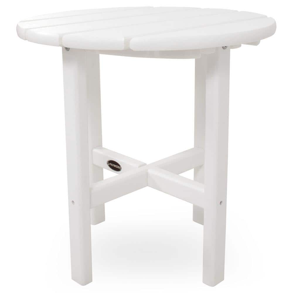 White 18" Round Polywood Outdoor Side Table
