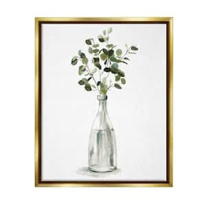 Eucalyptus Herbs Bottle Vase Design by Carol Robinson Floater Framed Nature Art Print 31 in. x 25 in.