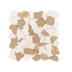 Lakeshore Pebble Cream 11.125 in. x 11.125 in. Honed Marble Wall and Floor Mosaic Tile (0.859 sq. ft./Each)