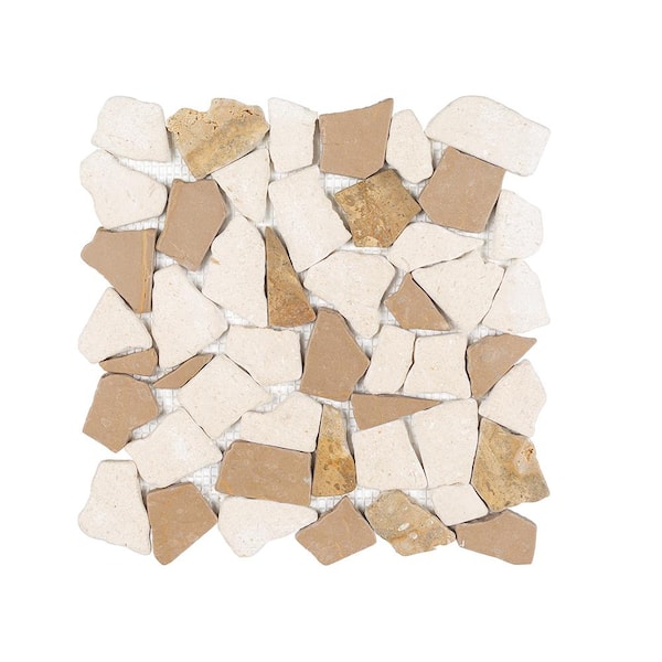 Jeffrey Court Lakeshore Pebble Cream 11.125 in. x 11.125 in. Honed Marble Wall and Floor Mosaic Tile (0.859 sq. ft./Each)