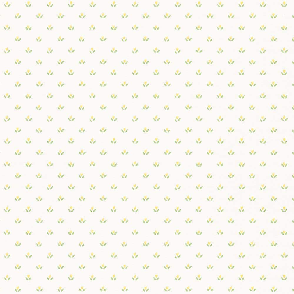 Yellow and Green Floral Vinyl Wallpaper Roll