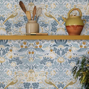 William Morris At Home Strawberry Thief Soft Blue Wallpaper