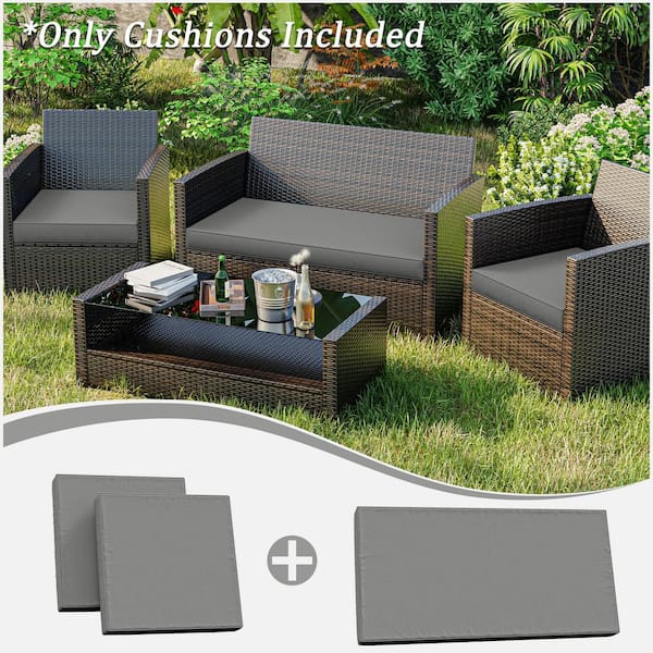 36 in. x 18 in. (3-Piece) Outdoor Patio Replacement Seat Cushions Fit for Loveseat Lounge Chair Furniture Light Grey