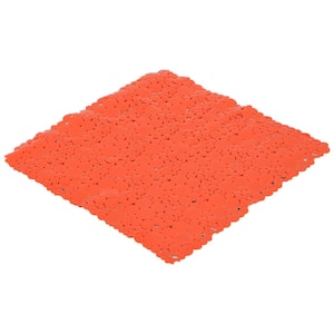 Bubbles 20 in. x 20 in. Non-Slip Square Shower Mat in Solid Orange