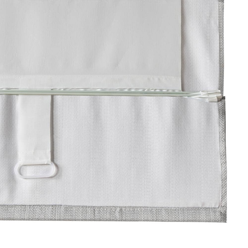 Gray Basketweave Cordless Blackout Roman Shade