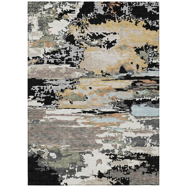 Chantille Machine Washable Indoor/Outdoor Abstract ACN2995 Black 10 ft. x 14 ft. Area Rug