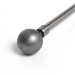 48 in. - 84 in. Telescoping 3/4 in. Single Curtain Rod Kit in Pewter with Metal Ball Finial