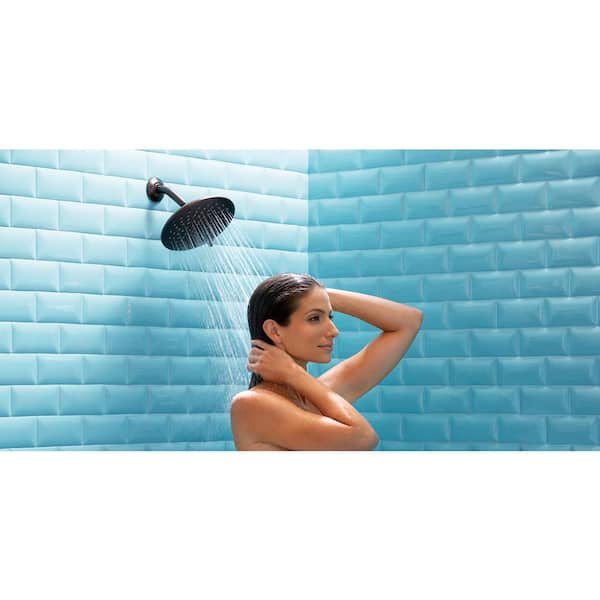 Velocity 2-Spray 8 in. Single Wall Mount Fixed Adjustable Spray Shower Head in Oil Rubbed Bronze