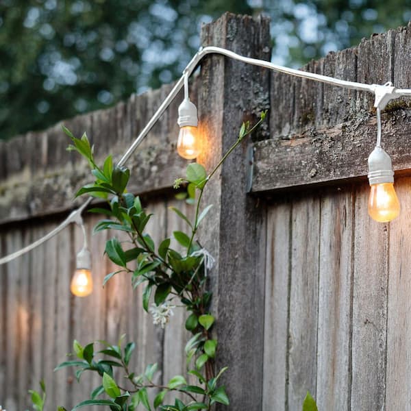 Newhouse Lighting 15-Light 48 ft Outdoor Plug-In LED Edison String Light,  16 1-Watt E26 S14 Filament Plastic Bulbs (1 Free), White Cord  CSTRINGLED18P-W - The Home Depot