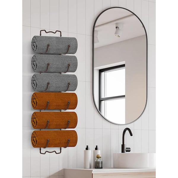 Dyiom Floating Shelves Bathroom Shelves Over Toilet Set of 2, Decorative Wall Shelves for Bathroom with Gold Towel Bar