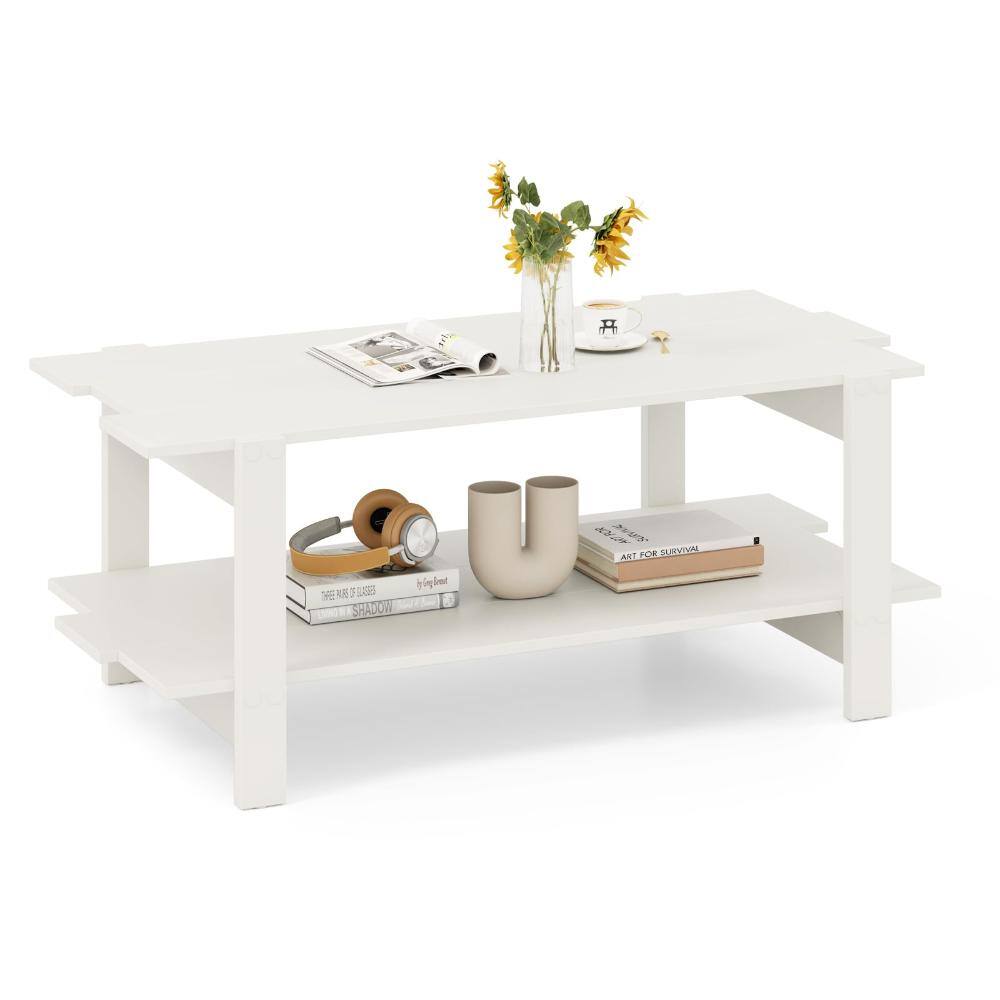2-Tier Slatted Coffee Table, Open Shelf Storage, Modern Living Room Center Table price history on PriceWatchPro